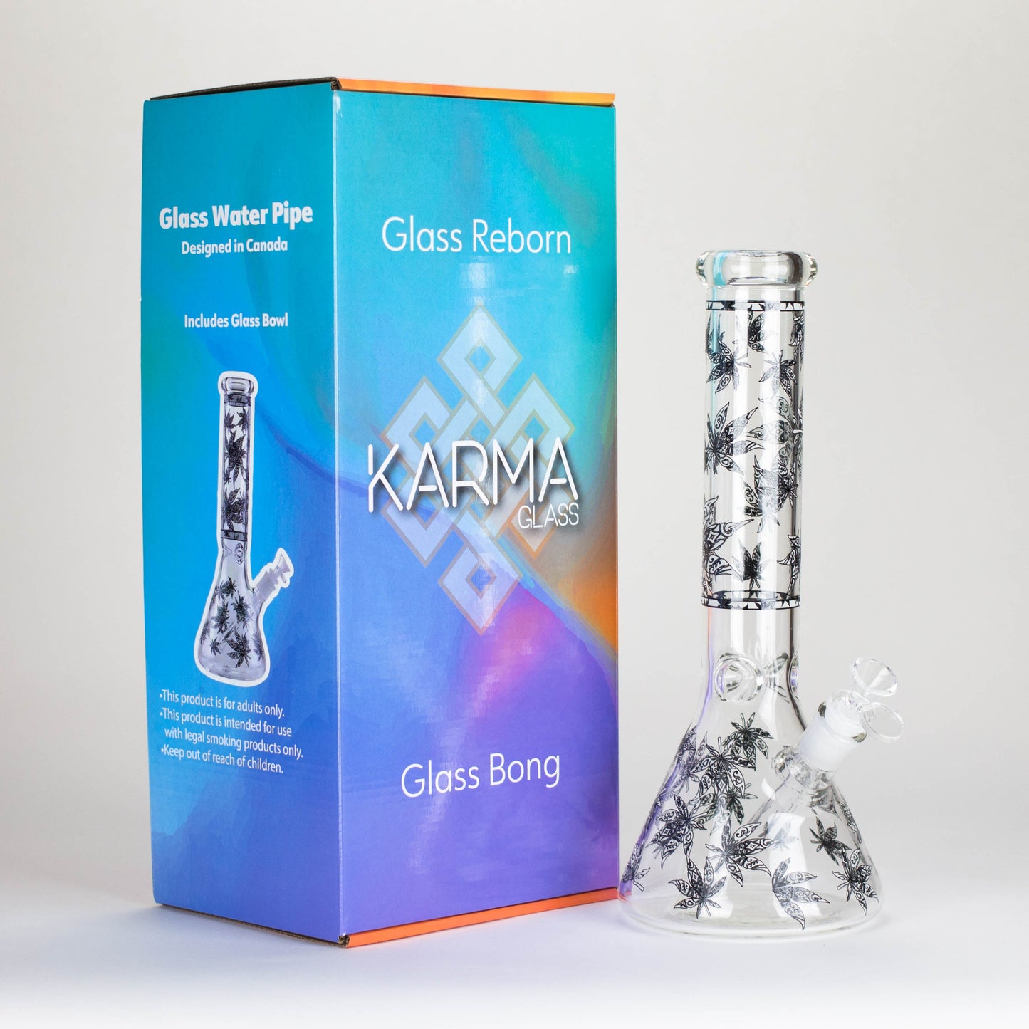 Karma | 14" Leaf Beaker Glow in the dark Glass Bong_2