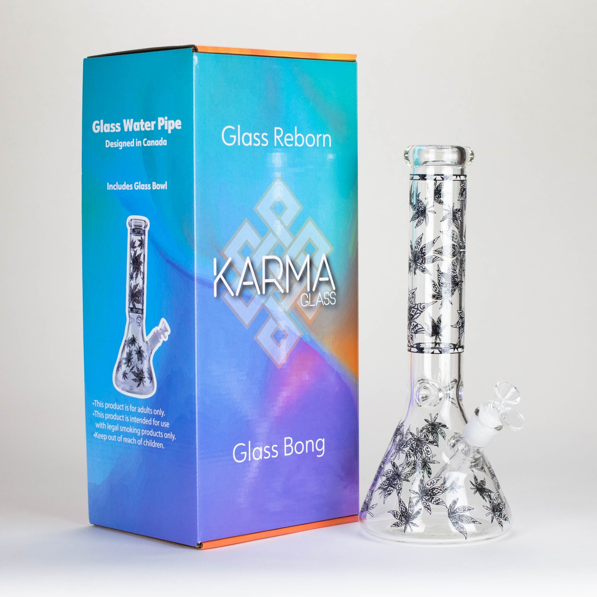 Karma | 14" Leaf Beaker Glow in the dark Glass Bong_2