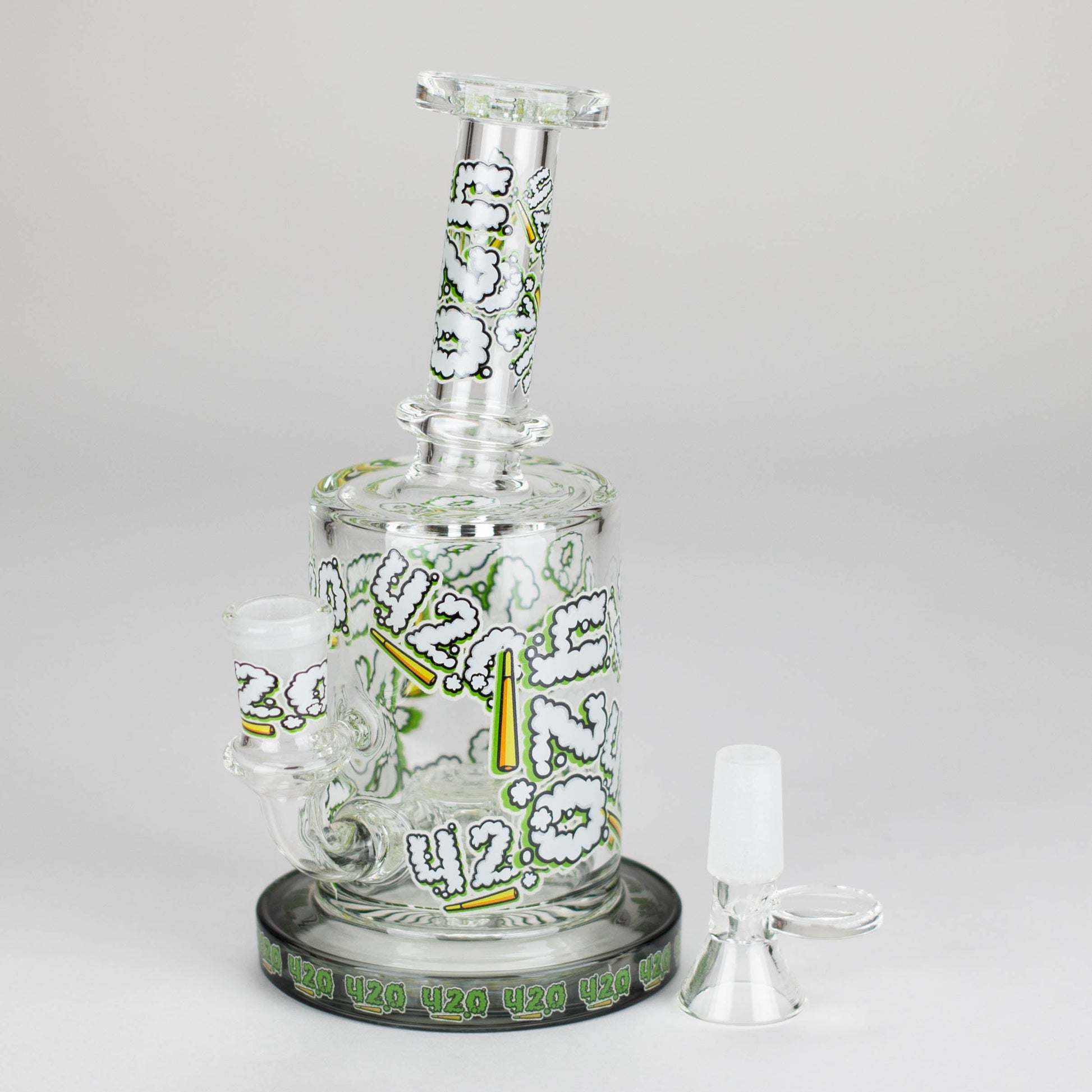 7" Color accented Glass Bong With Perc- 420 Special Edition_7