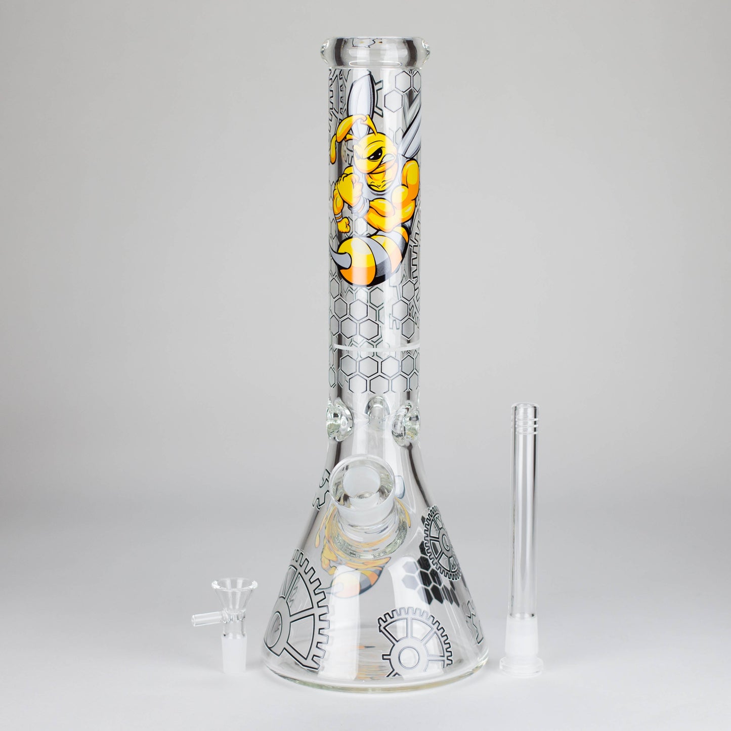 14" 7 mm Glass Bong With Cartoon Bee Design_8