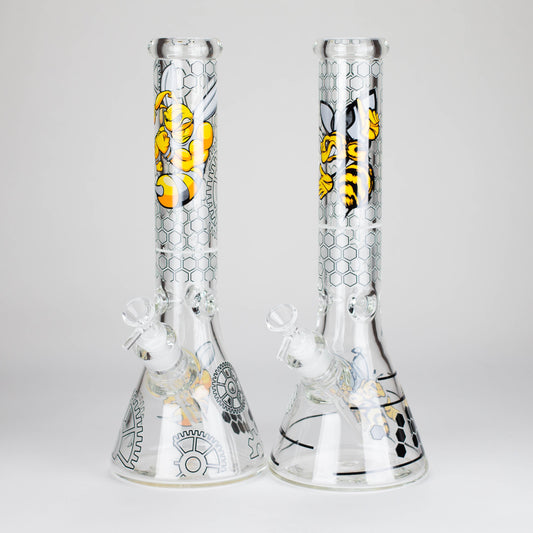 14" 7 mm Glass Bong With Cartoon Bee Design_0